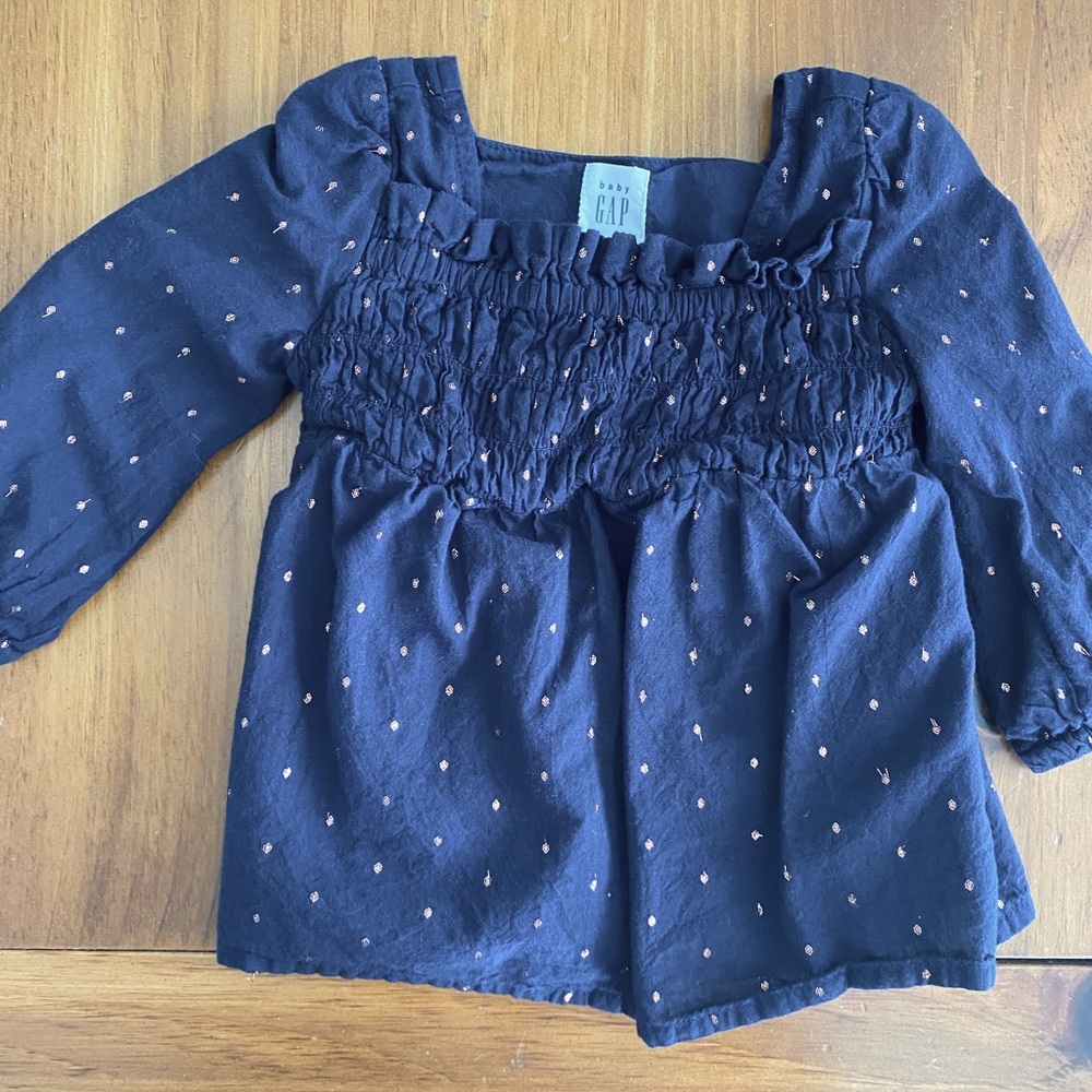 Baby Gap 0-3 Months Blue Rose Gold Smocked Dress or Tunic